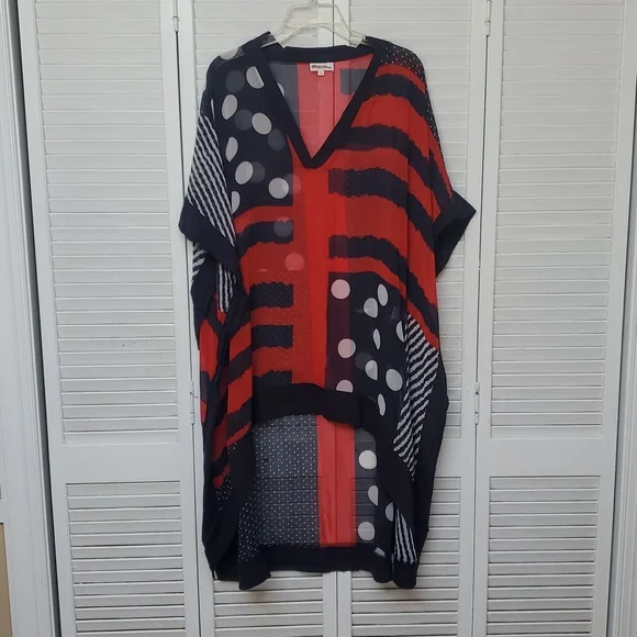 Azucar Wide Cross -Over V-Neck Tunic Swim Cover-up - Picture 4 of 8